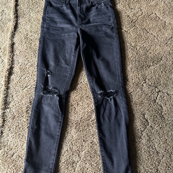 American Eagle Outfitters Black Distressed Skinny Jeans - Picture 1 of 4